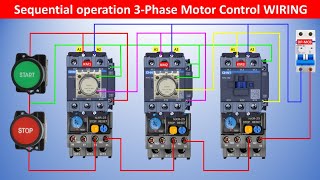 Sequential Operation 3Phase Motor Control Wiring Diagram [upl. by Devina]