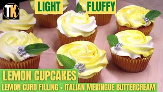 How to make Lemon cupcakes with Lemon curd filling and Italian Meringue Buttercream [upl. by Amelita]