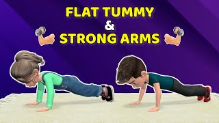 FLAT TUMMY  STRONG ARMS ARM amp CORE EXERCISES FOR KIDS 15 MINUTES [upl. by Amek]