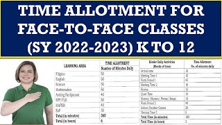 JUST IN  TIME ALLOTMENT FOR FACETOFACE CLASSES SY 20222023 K TO 12wildtvoreg [upl. by Anila]