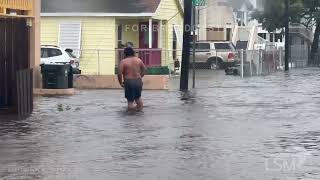 07082024 Galveston TX  Hurricane Conditions Neighborhoods Inundated With Surge [upl. by Acenom]