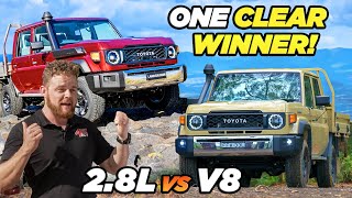 V8 vs 4 Cylinder LandCruiser Dyno Tuning shootout New 79 Series compared towing amp offroad [upl. by Lenora458]