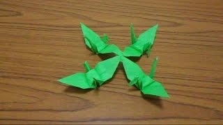 Simple Origami Lesson 46  FourConnected Crane [upl. by Ciapas69]