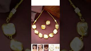 Gold Plated Mother Pearl Necklace Set 📿💕l pearl necklace jewellery evergreen fashion [upl. by Bainbridge]