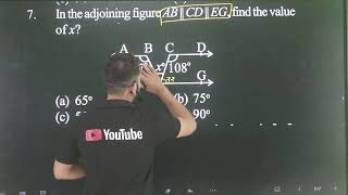 Q7 Lines and Angles from Conceptum 11th Entrance AMU amp Jamia  In the adjoining figure ABIICDIIEG f [upl. by Ahselrak]