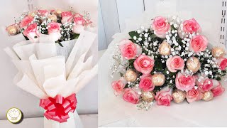 Chocolate bouquet tutorial  rose bouquet with chocolate  all about flowers [upl. by Llecrad505]