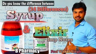 Syrup and Elixir Monophasic Dosage Form Imp notes for rgpv exam Difference between Syrup and Elixir [upl. by Dorry]