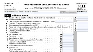 IRS Schedule 1 walkthrough Additional Income amp Adjustments to Income [upl. by Eads]