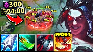 Kayn but I spend the whole game proxying in their base 300 CS AT 24 MINUTES [upl. by Tratner]