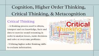 Higher Order Thinking amp Metacognition [upl. by Ellerred]