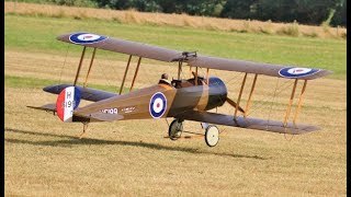 13 SCALE AVRO 504 TRAINER  ZENOAH 62cc BELT DRIVEN PROP  PAUL AT STOW MARIES WW1 AIRFIELD  2023 [upl. by Pease]