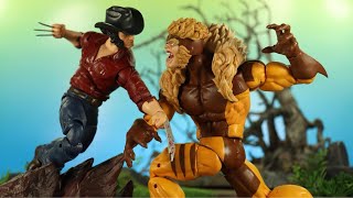 MARVEL LEGENDS LOGAN VS SABRETOOTH REVIEW  WOLVERINE 50TH ANNIVERSARY SERIES [upl. by Kandace902]