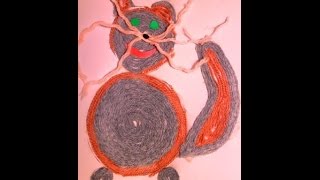 Аппликация из ниток Кот Видео Application of the thread Cat Video [upl. by Ardnasela]