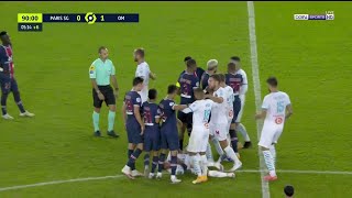 PSG vs Marseille Brawl 5 Red Cards [upl. by Arakahs]