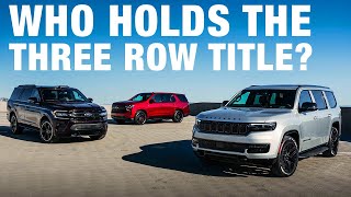 Jeep Wagoneer vs Chevy Tahoe vs Ford Expedition  FullSize SUV Comparison Test [upl. by Kciredec]