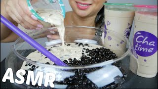 ASMR Giant Boba Milk Tea  Chewy amp Gulping Sounds  NO Talking Eating Sounds Mukbang  NE Lets Eat [upl. by Atelokin]