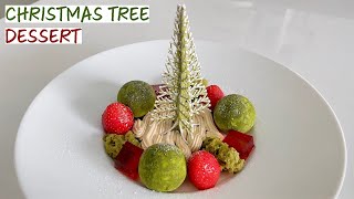 Fine Dining Christmas Tree Dessert with Strawberry Matcha and Gingerbread  Michelin Star Recipe [upl. by Tiersten664]