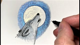 Dessiner un loup au clair de Lune super facilement [upl. by Liakim]