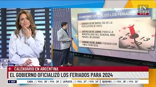 Calendario en Argentina el Gobierno oficializó los feriados para 2024 [upl. by Ephram]