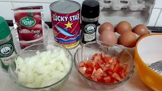 HOW TO PREPARE PILCHARDS IN HOT SAUCE MIXED WITH EGGS AND SERVED WITH RICE OR BREAD [upl. by Adriene]