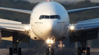 Emirates Boeing 777200LR evening arrival Headon view HQ [upl. by Sorel693]