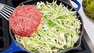 Just add ground meat to the cabbage Incredibly simple and delicious dinner recipe [upl. by Kalasky]