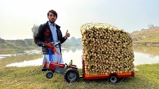 mf 385 tractor power test  handmade mini mf tractor  sugarcane trolley video  Nadeem Gola [upl. by Zehe]