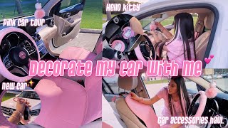 DECORATE MY NEW CAR WITH ME  car tour  car accessories haul pink sparkly amp hello kitty🎀💗✨ [upl. by Seline763]