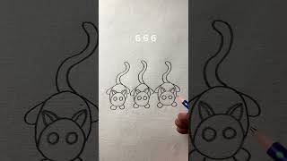 How to draw cats with numbers 6 6 6 [upl. by Gemperle814]