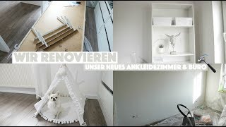 WIR RENOVIEREN  UNSER NEUES ANKLEIDEZIMMER amp BÜRO [upl. by Ellenahc]