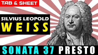 TABSheet Presto  Sonata 37 Dresden Suite 9 by Silvius Leopold Wesis PDF  Guitar Pro  MIDI [upl. by Hillyer]