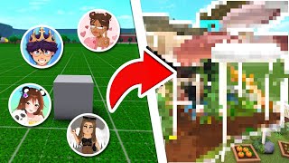 4 BLOXBURG YOUTUBERS Make a Build WITHOUT Communicating [upl. by Dyana]