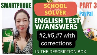 💵💰 SCHOOL SOLVER BASIC ENGLISH TEST ANSWERS with CORRECTIONS FOR Q2Q5 AND Q7onlinejobs [upl. by Asilat]