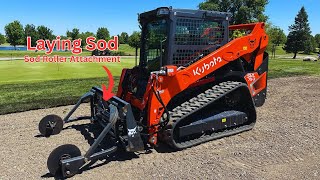 Laying Big Sod Rolls with New Kubota 753 Track Loader  Part 2 [upl. by Merna]