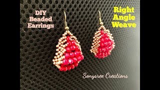 Right Angle Weave Beaded EarringsDIY Beaded Earrings [upl. by Yesnyl488]