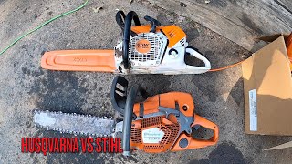 STIHL VS HUSKY MS500I VS 572XP [upl. by Anirak393]