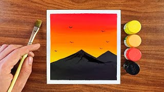 Sunset painting  Watercolor painting for beginners  Painting [upl. by Calan]