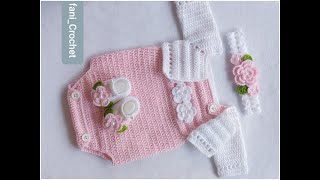 Pelele Mameluco a Crochet o ganchillo para bebe 0 a 3 meses Modelo Elizabeth [upl. by Malvino]