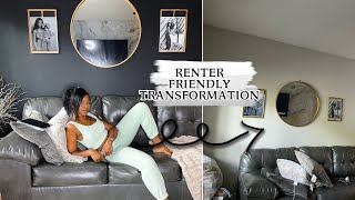 RENTER FRIENDLY LIVING ROOM MAKEOVER ON A BUDGET💸 [upl. by Ravens132]