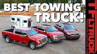 Best HalfTon Towing Truck Ford F150 vs GM 1500 vs Ram 1500 vs Worlds Toughest Towing Test [upl. by Ahsinit]