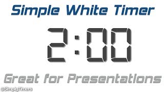 2 min simple white digital clock countdown timer for presentations with ending bell [upl. by Cirenoj725]