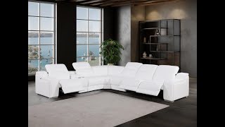 1116DivnItalia 7Piece 3Power Reclining Italian Leather Sectional [upl. by Ahsehat804]