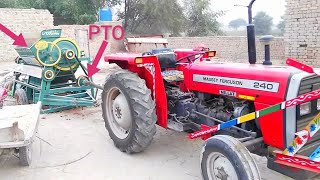 MF 240 Massey Ferguson tractor PTO shaft testing with wheat thresher [upl. by Ataga]