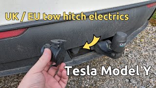 Tesla Model Y towbar electrics Space for adaptors amp what is the socket voltage [upl. by Ocirrej664]