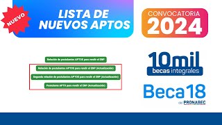 Beca 18 2024  Lista de NUEVOS APTOS para rendir el EXAMEN NACIONAL DE PRESELECCIÓN BECA 18 2024 🎯 [upl. by Eelrihs]