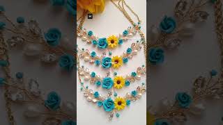 Sunflower turquoise blue necklace  SunflowerWeddingjewelry sunflowerjewelry diyjewelry [upl. by Annaik]