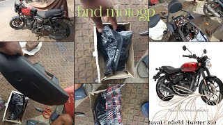 Royal Enfield Hunter 350 Backrest installation Ladis footrest and tyer hugger installation [upl. by Aihsel]