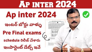 ap inter 2024 Pre final exams schedule  ap Inter 2024 Big update [upl. by Ynetsed923]