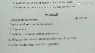 Bpt  First year question paper  Biomechanics  1 [upl. by Paige]