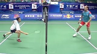 Nguyen TM v JOJorgensen MSQF Wang Lao Ji BWF World Champ 2013 [upl. by Relyuc]